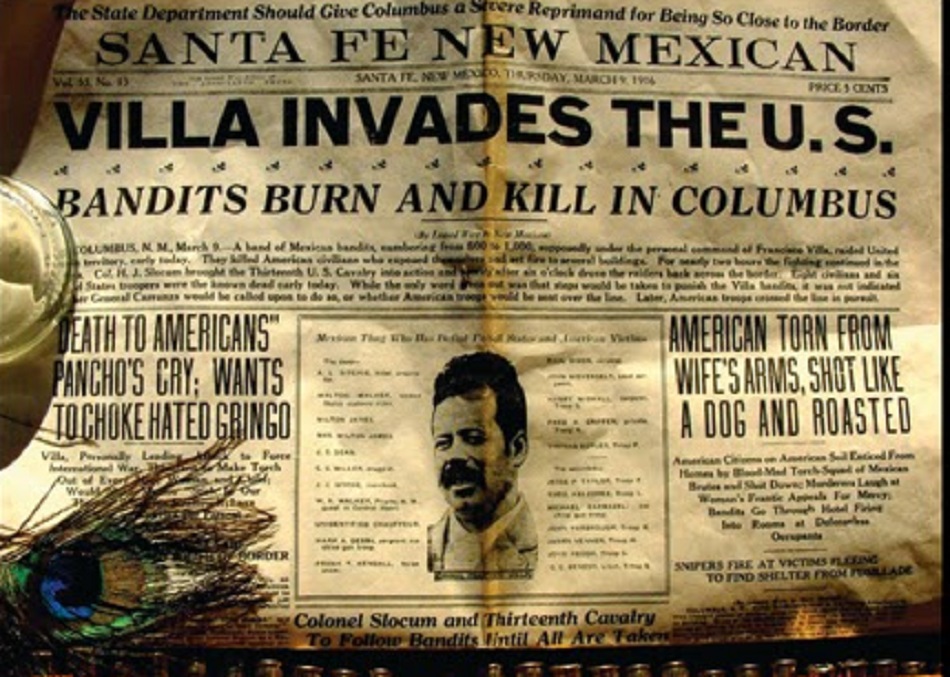 Periódico sobre la invasión de Pancho Villa a Columbus, EUA